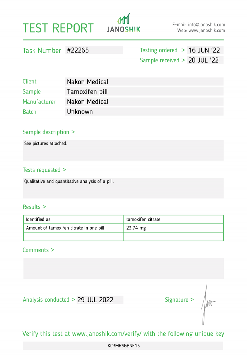 Tamox 20 Labtest